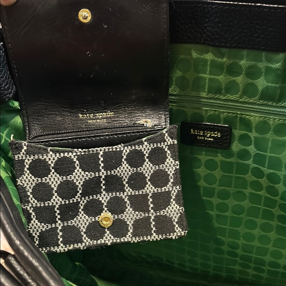 Kate Spade Black and Green Shoulder Bag with Wallet & Free Sunglasses& Bracelet - Picture 7 of 15